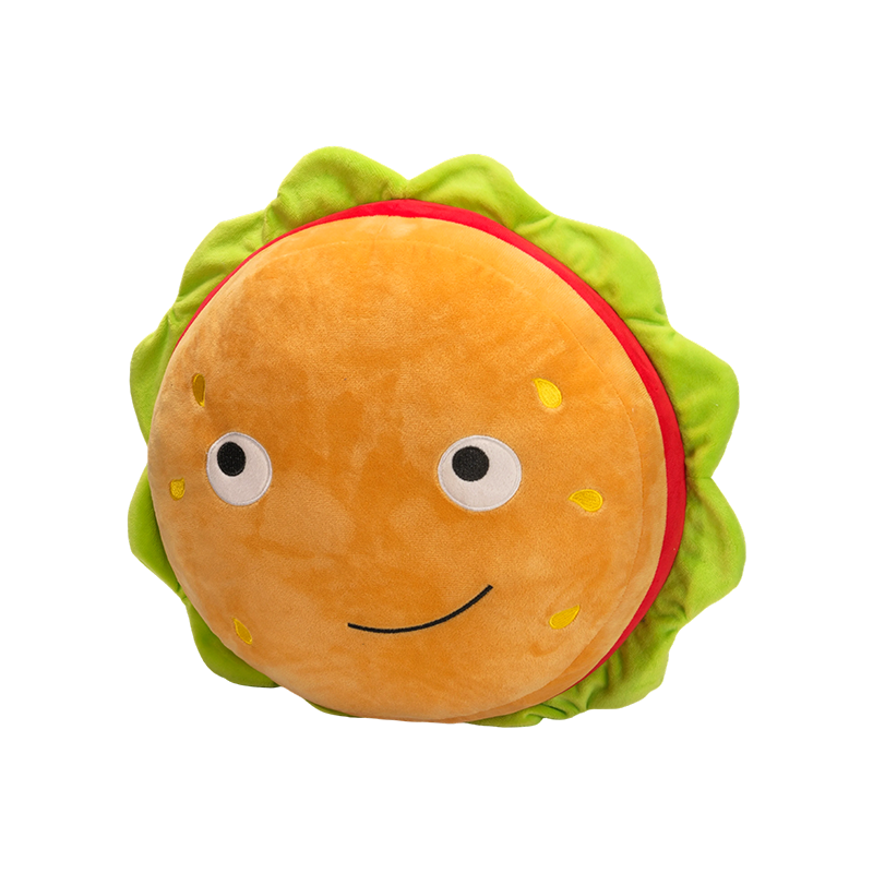 Cruthaitheach Smiley Hamburger Plush Pillow