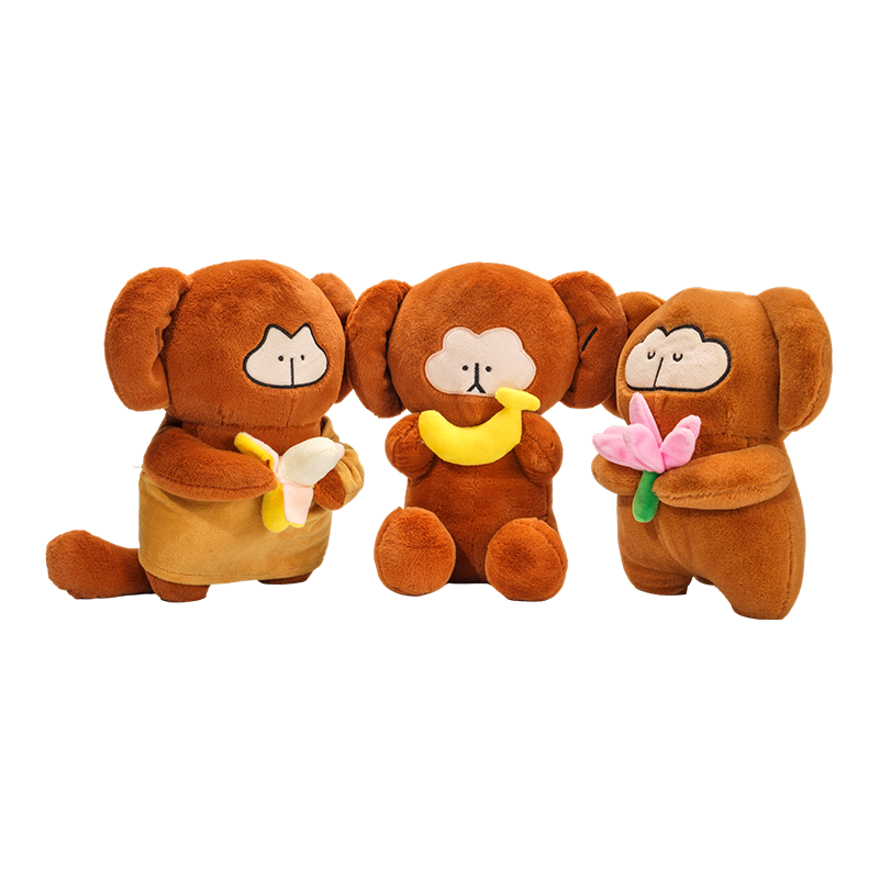 Mhoncaí líonta adorable bréagáin plush le banana agus bláth
